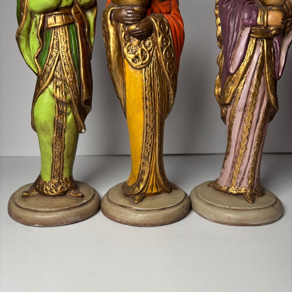 Vintage Set of Wise Men Nativity Figures Candle Holders Christmas Decor Ceramic - Picture 9 of 16